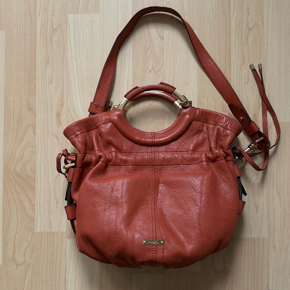 Escada burnt orange genuine leather shoulder bag purse